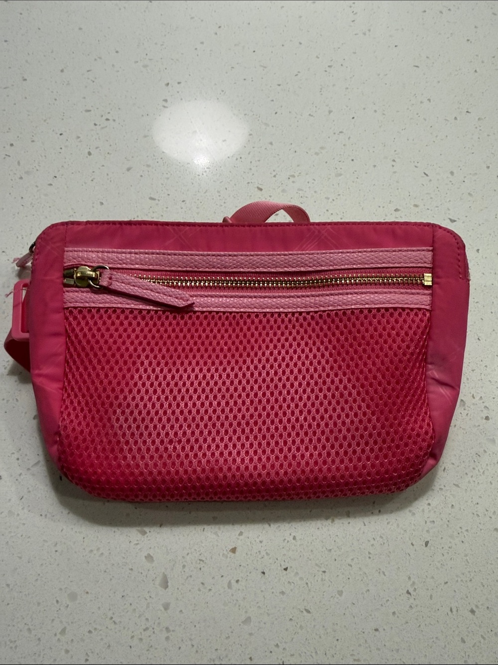 Vera Bradley Hot Pink Mesh Mini Pouch with Gold Zipper